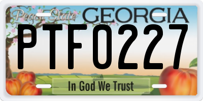 GA license plate PTF0227