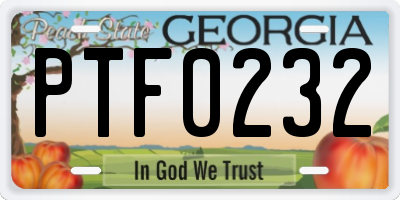 GA license plate PTF0232