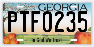 GA license plate PTF0235
