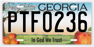 GA license plate PTF0236