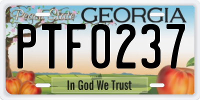 GA license plate PTF0237