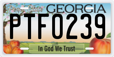 GA license plate PTF0239