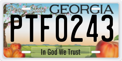 GA license plate PTF0243