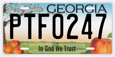 GA license plate PTF0247