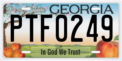 GA license plate PTF0249