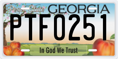 GA license plate PTF0251