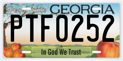 GA license plate PTF0252
