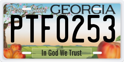 GA license plate PTF0253