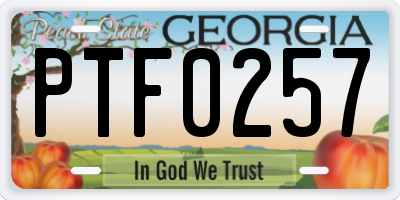 GA license plate PTF0257