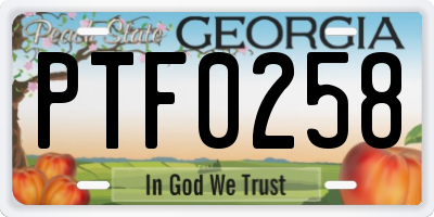 GA license plate PTF0258