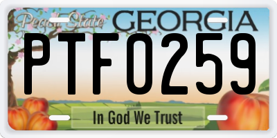 GA license plate PTF0259