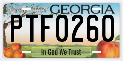 GA license plate PTF0260