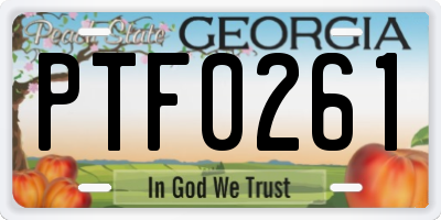 GA license plate PTF0261