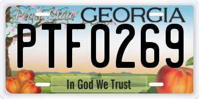 GA license plate PTF0269