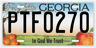 GA license plate PTF0270