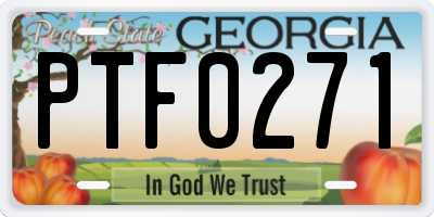 GA license plate PTF0271