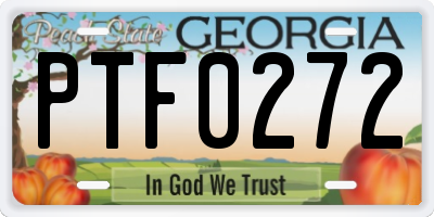 GA license plate PTF0272