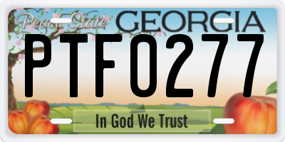 GA license plate PTF0277