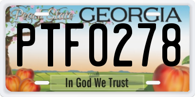 GA license plate PTF0278