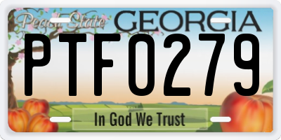 GA license plate PTF0279
