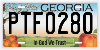 GA license plate PTF0280