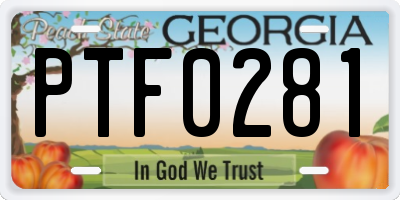GA license plate PTF0281