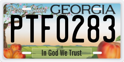GA license plate PTF0283