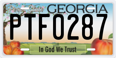 GA license plate PTF0287