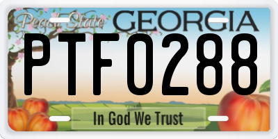 GA license plate PTF0288