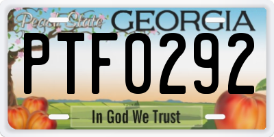 GA license plate PTF0292
