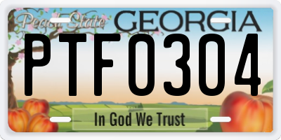 GA license plate PTF0304