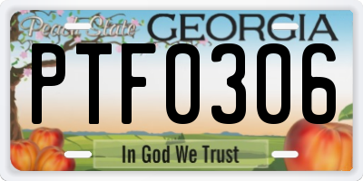 GA license plate PTF0306