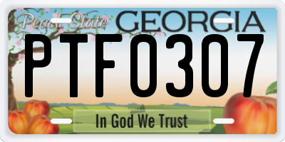 GA license plate PTF0307