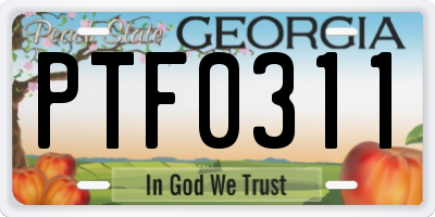 GA license plate PTF0311