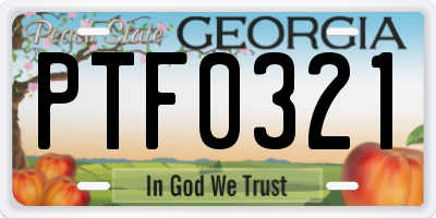 GA license plate PTF0321