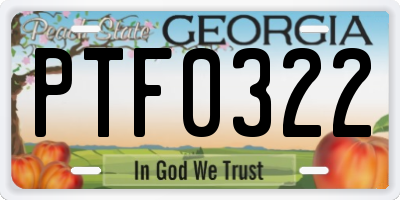 GA license plate PTF0322