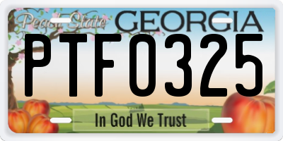 GA license plate PTF0325