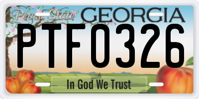 GA license plate PTF0326