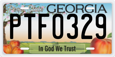 GA license plate PTF0329