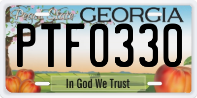 GA license plate PTF0330