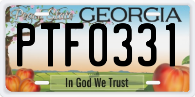 GA license plate PTF0331