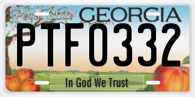 GA license plate PTF0332