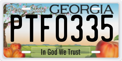 GA license plate PTF0335