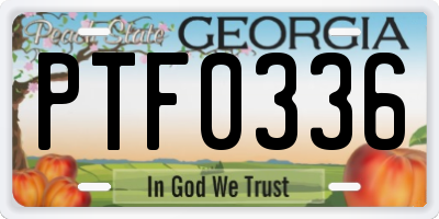 GA license plate PTF0336