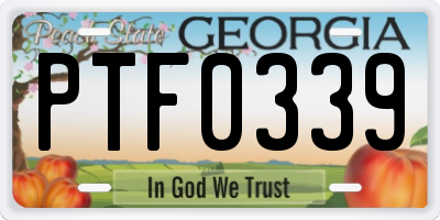 GA license plate PTF0339