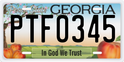 GA license plate PTF0345