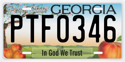 GA license plate PTF0346