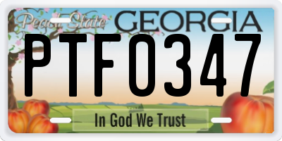 GA license plate PTF0347