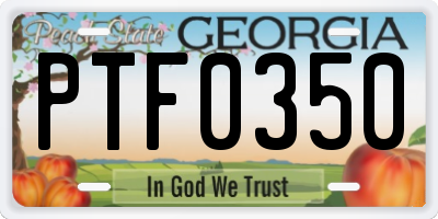 GA license plate PTF0350