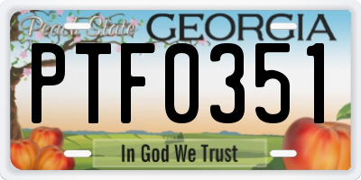 GA license plate PTF0351